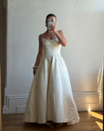Vintage 90s Pure Silk Couture Diamante Wedding Gown