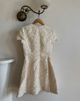 Vintage 90s Christian Dior Guipure Lace Structured Bridal Mini Creme