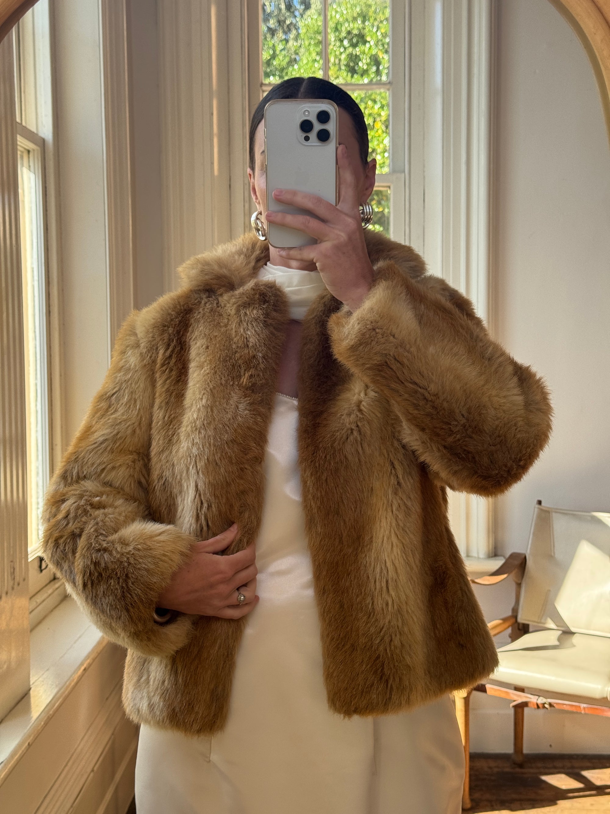 Vintage Australian Made Caramel Faux Fur coat