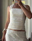 Vintage 90s Beaded Halter Two Piece Bridal Slip Set