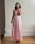 Vintage 30s Baby Pink Liquid Satin Slip with Creme Lace Trim