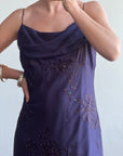 Vintage 90s Embellished Slip Midi Dress Indigo
