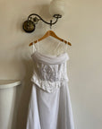 Vintage 90s Embroidered Corset Cowl Neck Wedding Dress