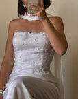 Vintage 90s Drop Waist Floral Wedding Dress