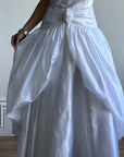 Vintage 90s Strappy Wedding Dress With Rosette Cape Pearl