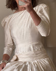 Vintage 80s Pure Silk Drop Waist Bridal Midi