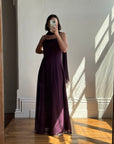 Vintage 90s Eggplant Cowl Neck Dress With Scarf