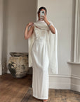 Vintage 90s Crepe Beaded Column Bridal Slip