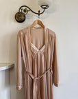 Vintage 80s Champagne Peach Robe and Slip Set