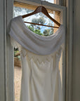 Vintage 90s White Pleated Beaded Fringe Mini Dress