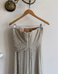 Archival Y2K J Mendel Pure Silk Beaded Wedding Dress Pale Grey