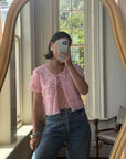 Vintage 50s Cotton Candy Pink Frilled Tie Top