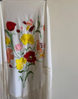 Vintage Embroidered Large Spanish Flamenco Scarf White