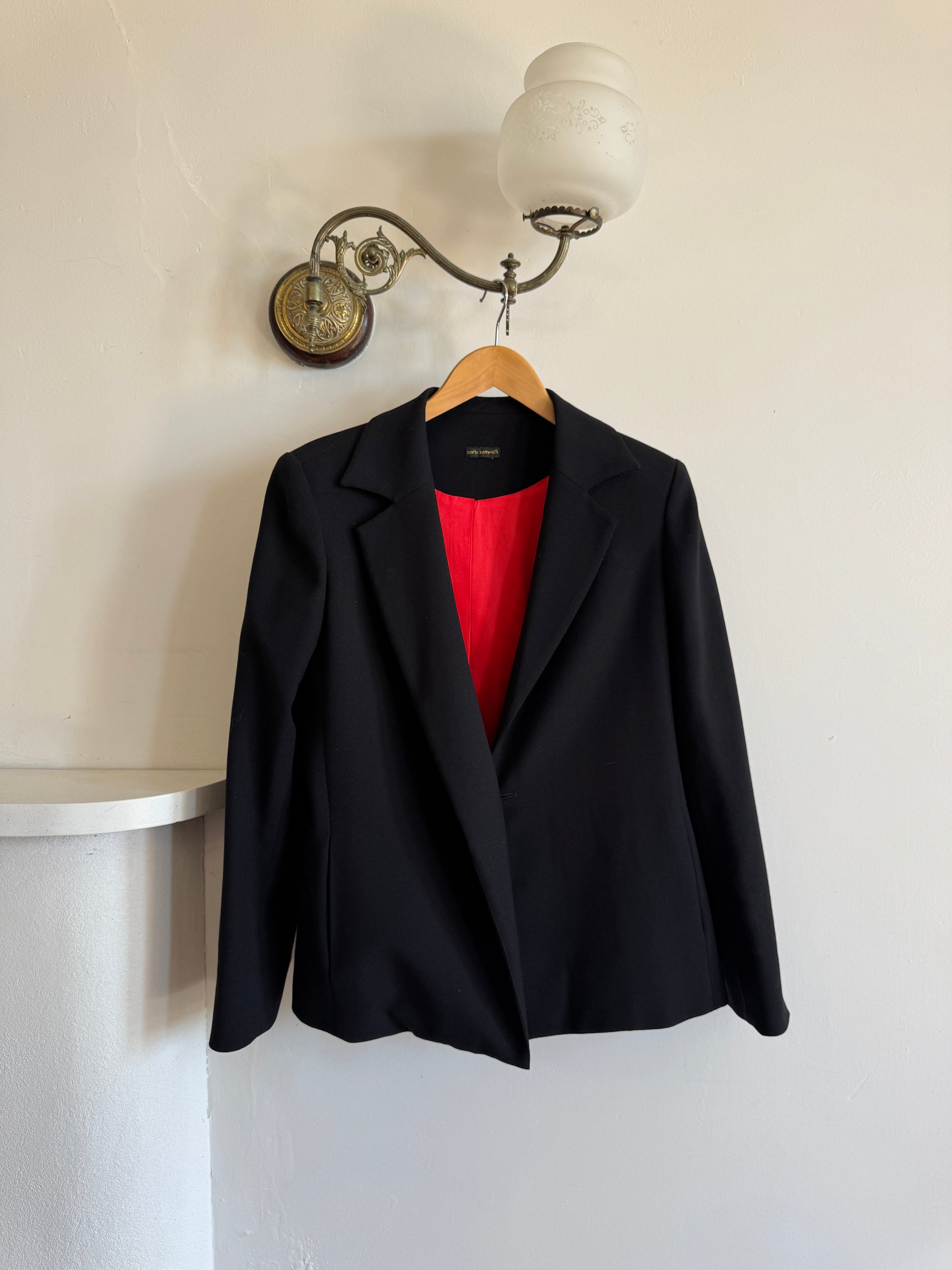 Vintage 90s Tailored Wool Blazer Noir