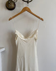 Vintage 90s Pure Silk Bias Cut Slip Embroidered Wedding Dress