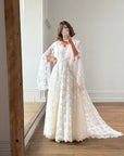 Vintage 70s Butterfly Lace Bridal Gown