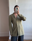 Vintage 90s Estate Olive Herringbone Wool Tailored Blazer