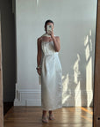 Vintage 90s Ivory Satin Column Midi with Rosette