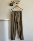 Vintage 80s Worsted Wool High Waist Suit Pant Olive Grey