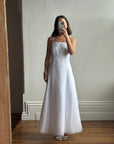 Vintage 90s Square Cut Lace Up Slip Wedding Dress