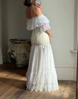 Vintage 50s Bridal Jacquard Underbust Corset Creme