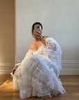 Vintage 70s Tiered Lace Ruffle Wedding Gown