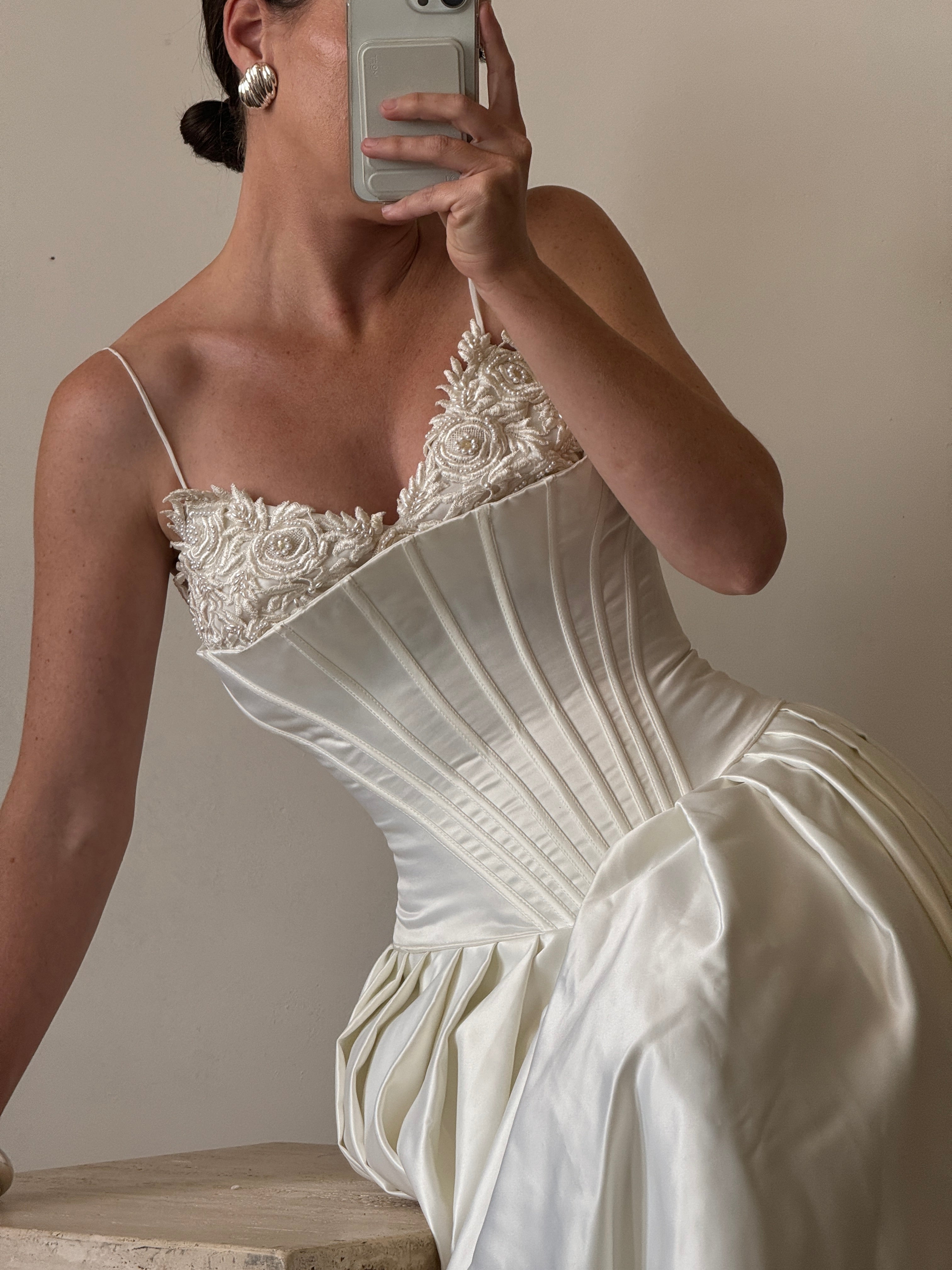 Vintage 1992 Corset Satin Wedding Gown