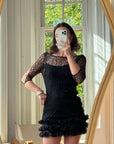 Archival Y2K Lace Ruffle Mini Dress Noir