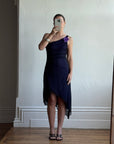 Vintage Y2K Party Dress with Flower Purple Noir