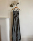 Vintage 90s Slinky Halter Bias Slip Gown Gunmetal