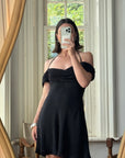 Vintage 90s Off Shoulder Mini Dress Noir