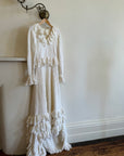 Vintage 1970s Crochet Ruffle Couture Wedding Gown