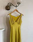 Vintage 90s Pure Silk Bias Midi Dress Chartreuse Multi