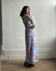 Vintage 60s Lilac Floral Spring Maxi Dress