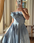 Vintage 80s Taffeta Gown Duck Egg Blue