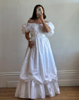 Vintage 80s Taffeta Puff Sleeve Wedding Dress Ivory