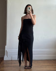 Vintage 90s Fairy Strapless Prom Dress Noir