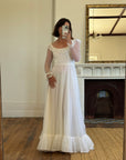 Vintage 70s Polka Scoop Neck Wedding Dress