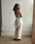 Vintage Asymmetrical Lace Panelled Satin Slip Mini White