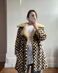 Vintage Rare 70s Mink Fur Checkerboard Coat