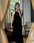 Vintage 90s One Shoulder Evening Dress Noir