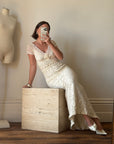 Vintage Y2K Designer Pure Silk and Cotton Crochet Wedding Dress