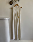 Vintage 90s Body Con Ivory Dress with Gold Hardware