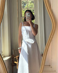 Vintage 90s Embroidered Corset Cowl Neck Wedding Dress