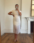 Vintage 80s Fringed Mini Party Dress Ivory