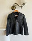Vintage 90s Zip Front Leather Jacket Noir