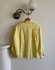 Vintage 90s Pure Linen Button Up Shirt Blouse Lemon