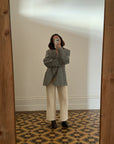Vintage Light Grey Wool Oversized Blazer