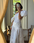 Vintage 80s Asymmetrical Taffeta Drop Waist Wedding Dress