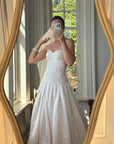 Vintage Y2K Pure Silk Drop Waist Satin Strapless Wedding Gown